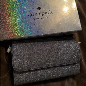 Kate Spade dusk navy  Glitter Wristlet / wallet boxed with tags